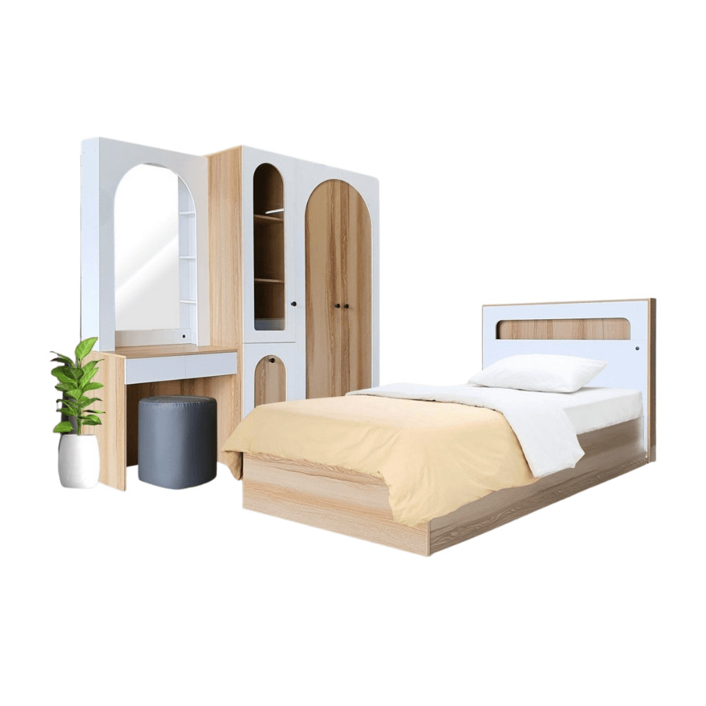 ชุดห้องนอน + ที่นอน PVC 3.5 ฟุต WISDOM DESIGN FURNITURE รุ่น ARISTA 4 สี แอช/ขาว_5